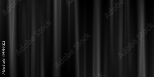 Black velvet curtain background. Closed curtains backdrop for theater stage, cinema, silent movie screen. Noir horror drapery wallpaper for award, show, performance. Vector old Hollywood scene concept