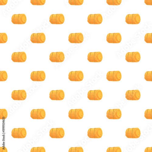 Hay bales forming a seamless pattern on a white background