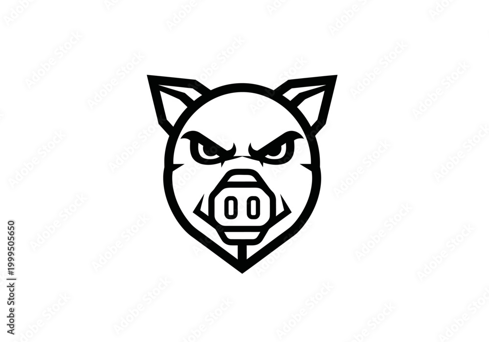 Fototapeta premium Angry pig head mascot logo isolated on white background