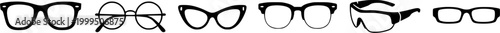 Iconic black thick rimmed glasses offering a smart and sophisticated aesthetic a versatile graphic resource for marketing and educational materials
