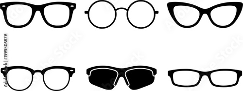 Iconic black thick rimmed glasses offering a smart and sophisticated aesthetic a versatile graphic resource for marketing and educational materials
