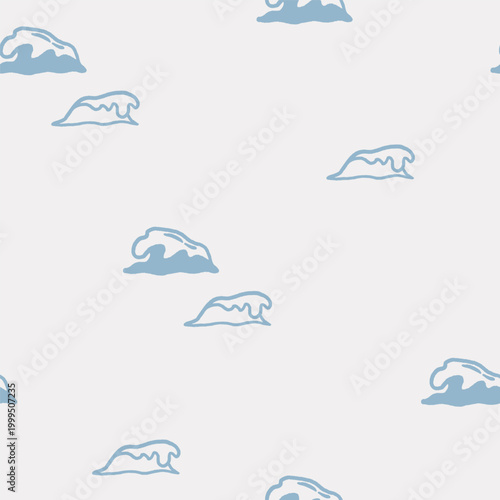 Seamless vector pattern with hand-drawn nautical elements, sea life pattern