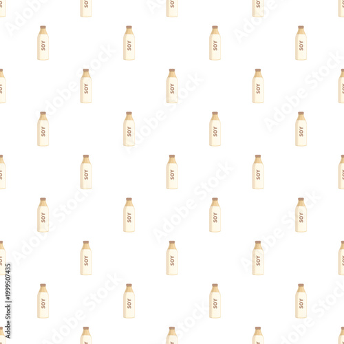 Soy milk bottles forming a repeating healthy vegan beverage background