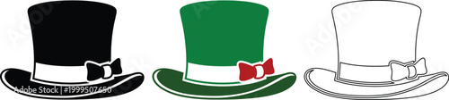 Three top hats black green and white irish pride display