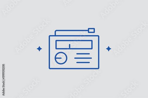 Radio ads line icon for traditional audio broadcasting and reach-based media planning. Retro-style vector illustration for podcast sponsorship deals and local FM station advertising rate cards.