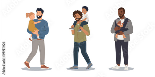 Father holding his child happily