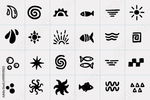 vector set of hand-drawn nautical elements
