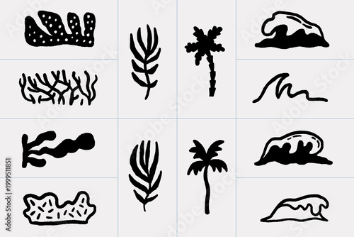 vector set of hand-drawn nautical elements