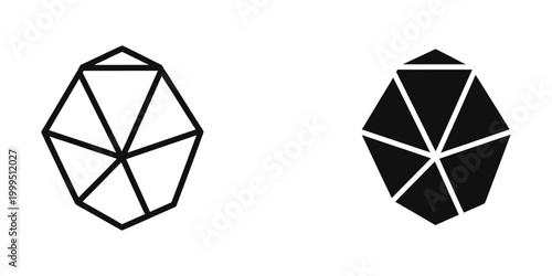 Black and white abstract geometric shapes with lines and polygons