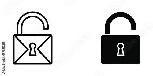Lock icon with open and closed padlocks symbolizing security and access control