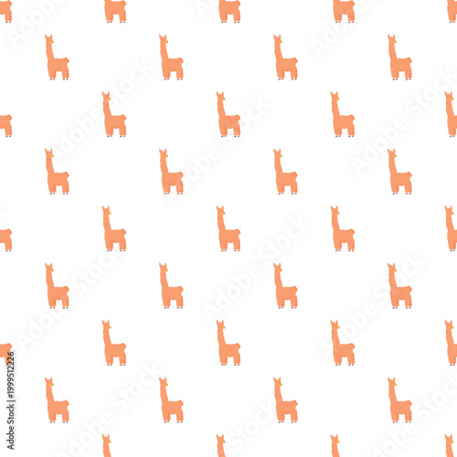 Orange cartoon llamas forming a repeated seamless pattern on a clean white background