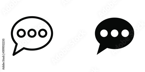 Black and white speech bubble icons for chat or messaging apps