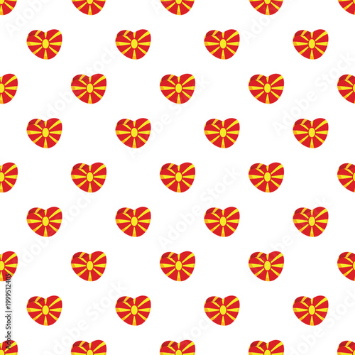 North macedonia flag heart symbols repeating as a national identity design