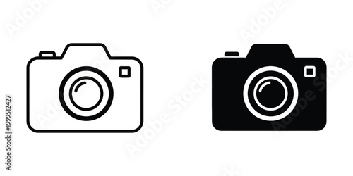 Simple camera icon in black and white for photography or camera app design