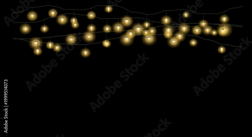 Curved string lights creating an elegant, flowing pattern on a black backdrop.