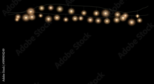 Minimalist arrangement of string lights forming a subtle arc for a serene atmosphere.