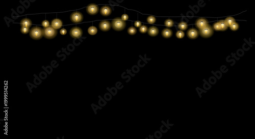 String lights arranged in a curved decorative pattern against a dark background.