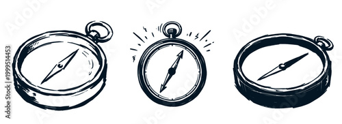 Compasses collection hand drawn sketch style