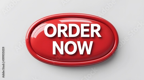 Minimal Red CTA Button with White Text Order Now on Clean Background