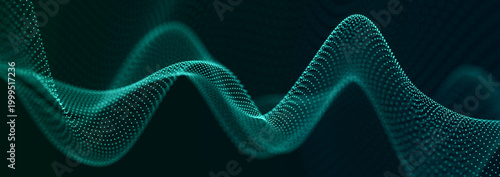 Futuristic wave with points. Big data. Dynamic wave background. 3d rendering