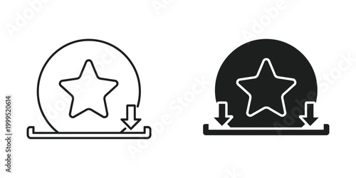 Illustration showing the concept of a button being pressed and depressed with a star icon.