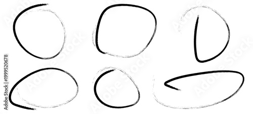 vector illustration of a human head Hand-Drawn Black Marker Circles and Ovals Set on White Background 