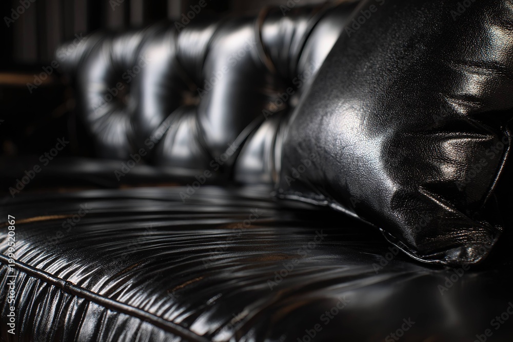 Obraz premium sophisticated black leather sofa cover with glossy finish