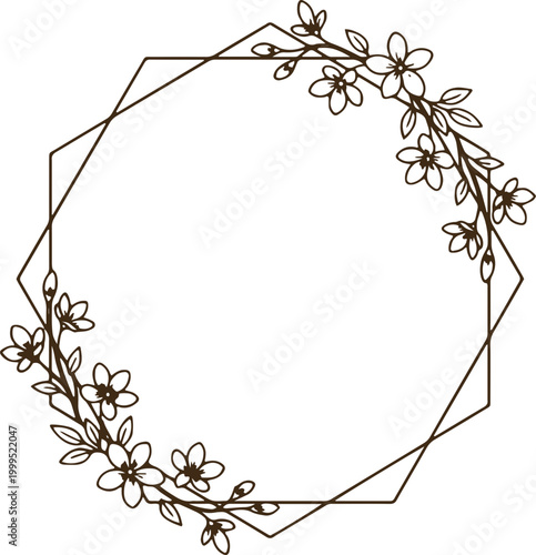 Fotografie Elegant Floral Geometric Frame for Wedding Invitations and Branding