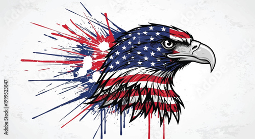 American eagle head, patriotic vector, USA flag design, bold illustration