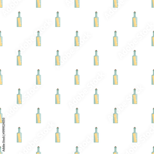 Glass bottles containing rolled paper messages creating a repeating nautical design