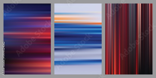 Abstract Dynamic Motion Blur Background Set With Vibrant Linear Color Stripes