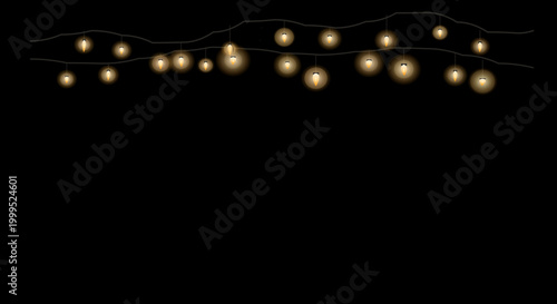 Curved string lights forming an organic wave shape on a solid black backdrop.