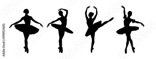 Ballerina silhouettes set, vector illustration