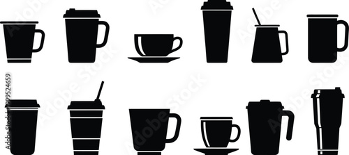 Coffee tea cups vector graphics a collection of stylish drinkware illustrations for design projects