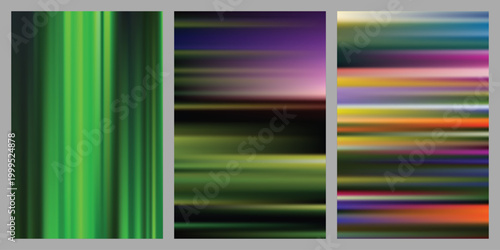 Abstract Green and Colorful Motion Blur Background Set With Speed Lines