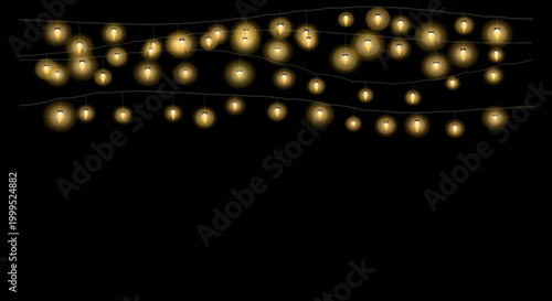 Bright string lights spelling out a festive word in a dark setting.