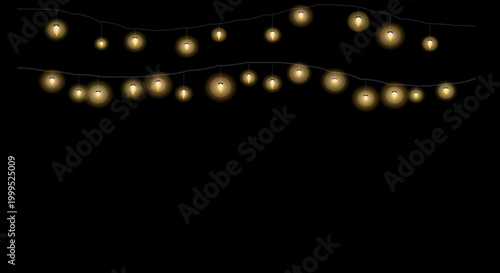 Delicate string lights forming a gentle wave across a plain dark background.