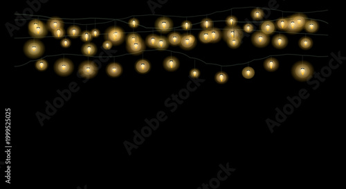 Minimalist string lights arranged in a wavy pattern against a dark background.