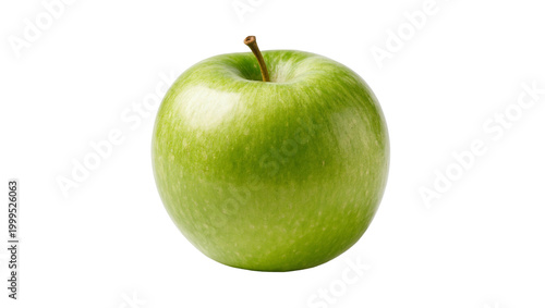 Φωτογραφία Green speckled Granny Smith apple with stem and calyx