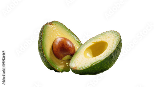 Tableau sur toile Ripe halved avocado with large seed and vibrant green flesh