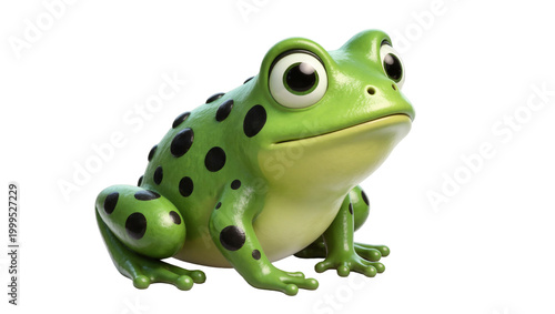 Tableau sur toile Green speckled frog with large eyes and webbed feet