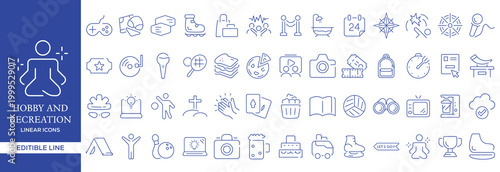 Hobby and Recreation Line Icons Mega Set, Leisure Activity Outline Vector Collection Editable Stroke