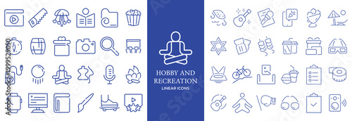 Hobby and Recreation Line Icons Mega Set, Leisure Activity Outline Vector Collection Editable Stroke