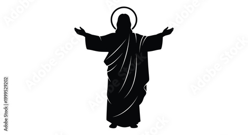 Jesus Christ with arms outstretched black silhouette high quality professional detailed