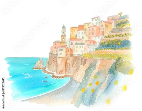 Amalfi coast watercolor