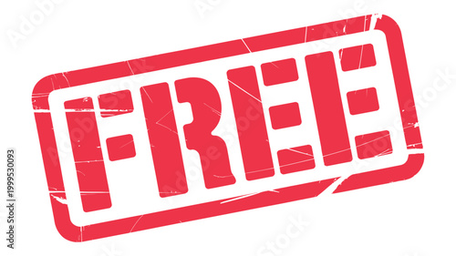 Pink 'free' stamp with scratched texture marketing discount promotion distressed rectangle isolated