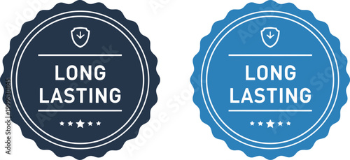 Foto Long Lasting Badge Icons in Blue for Quality Guarantee and Endurance Certificati