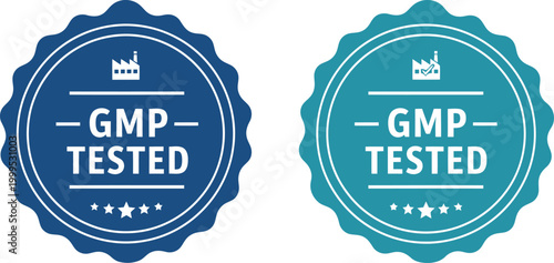 GMP Tested Certification Badge Icons for Pharmaceutical and Supplement Packaging Design