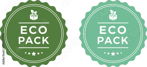 Eco Pack Badge Labels Set – Green Eco-Friendly Packaging Icons for Sustainable Products and Branding