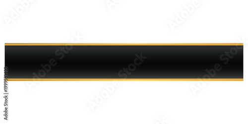 Glossy black banner strip with gold border lines – Smooth gradient black bar with subtle shine and refined gold trim, ideal for labels, awards, branding, and modern product packaging